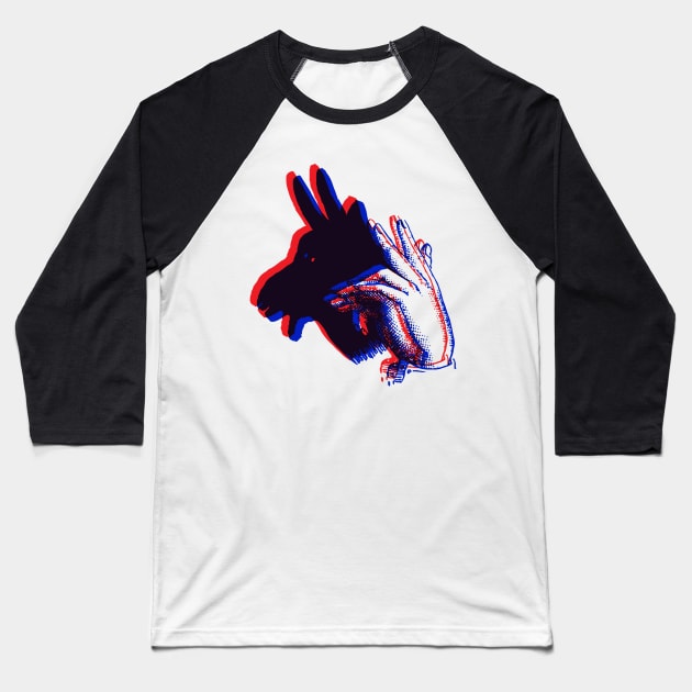 3D Shadow Puppet - GOAT Baseball T-Shirt by Surplusweird